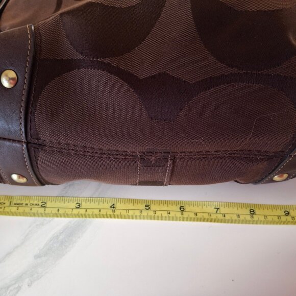 Coach Signature Carly Chocolate Brown Medium Shoulder Bag Purse with Dust Bag - Picture 7 of 12